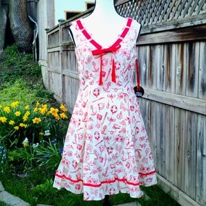 Hell Bunny Nautical Swing Dress, Medium